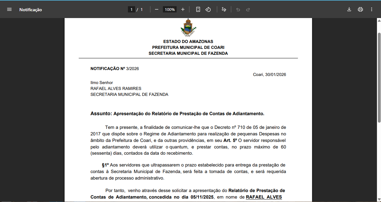 Adiantamento — Adiantamento Notificacao Doc View