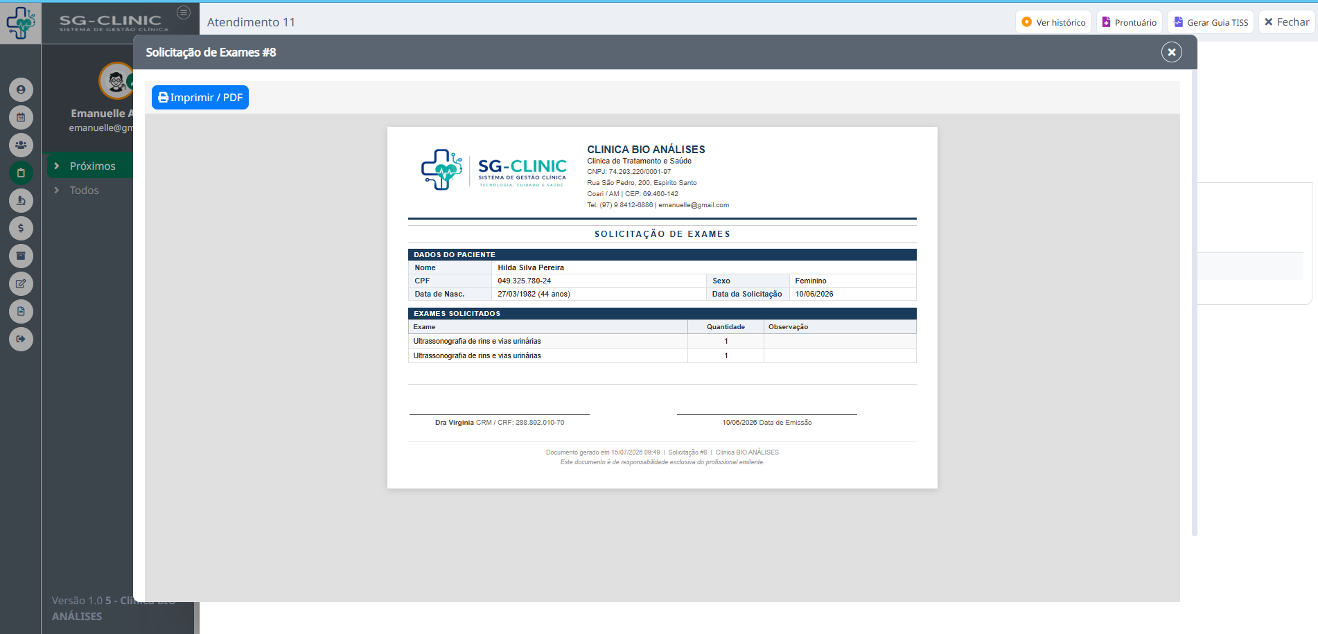 Clínica — Requisicao Exames