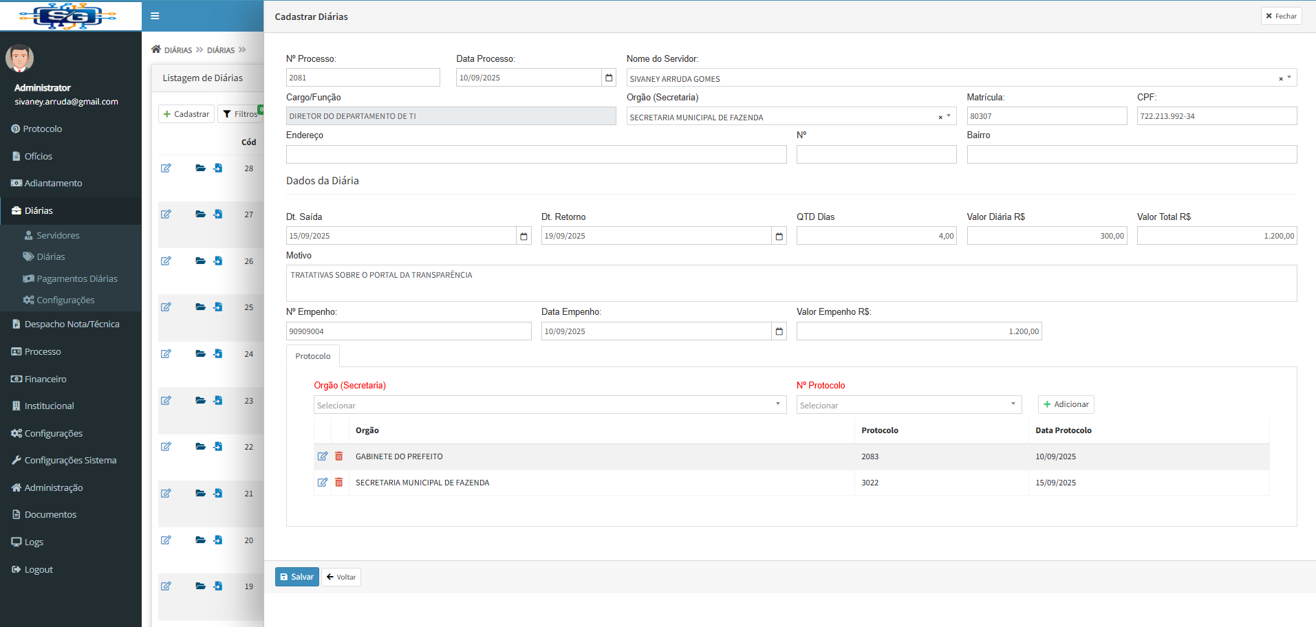 Diárias — Diaria Forme Cad