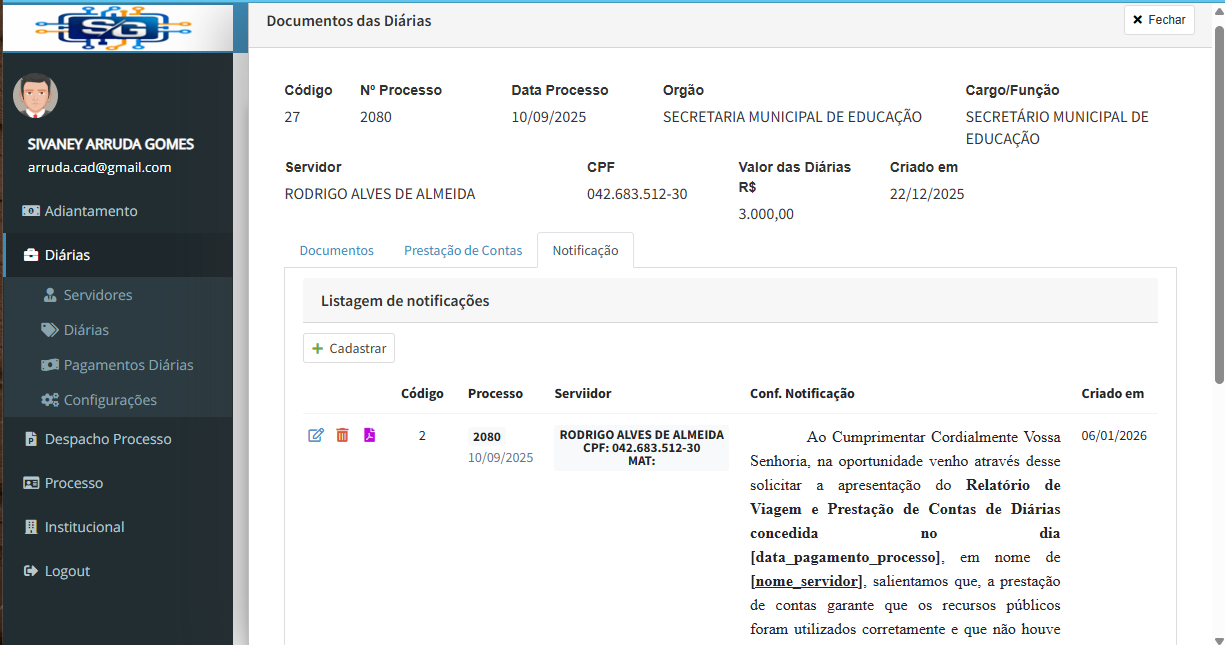 Diárias — Diaria Notificacao List