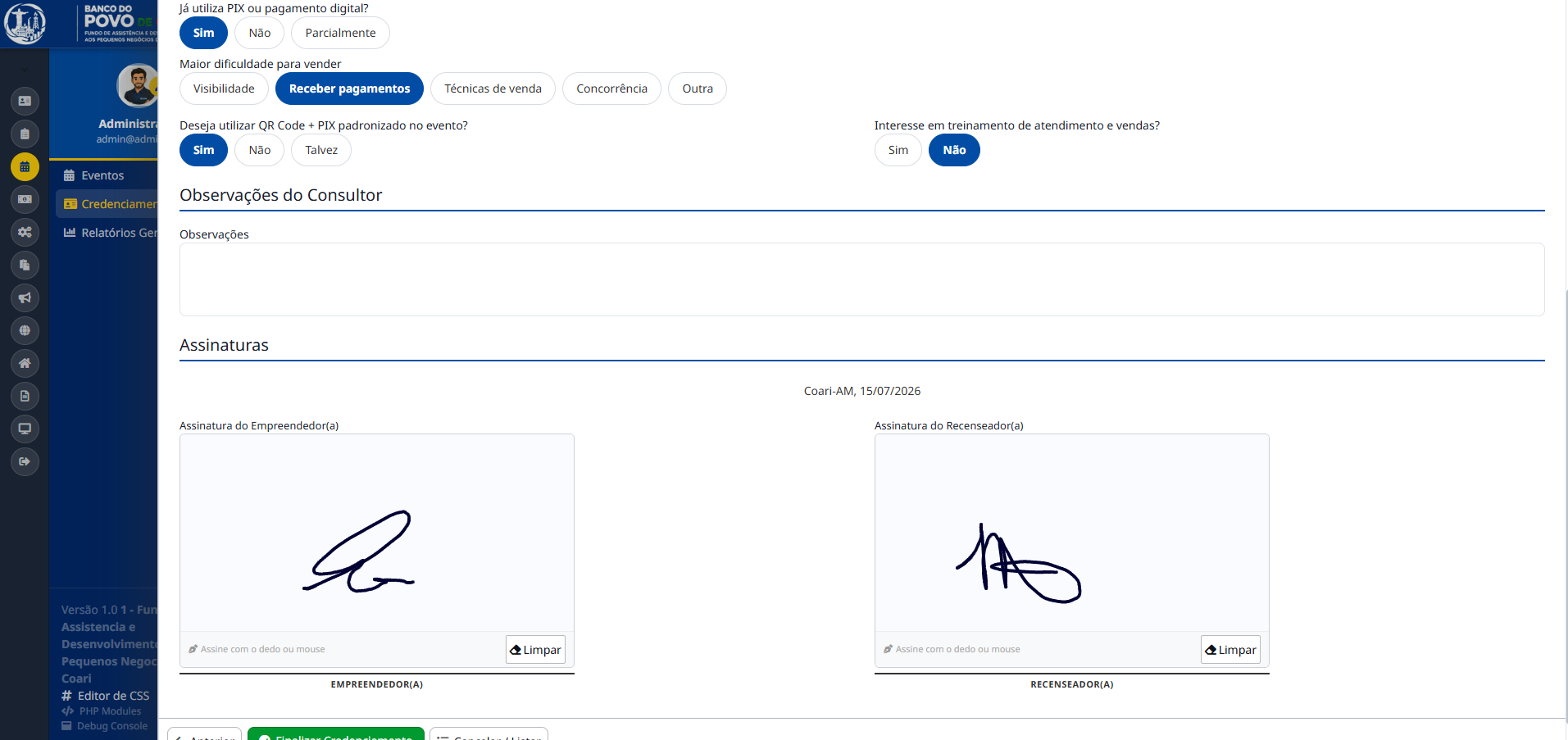 SG-Fomento — Credenciamento Assinatura