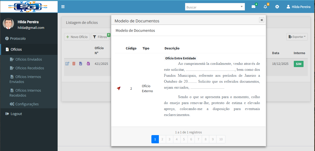 Ofícios — Oficio Modelo Detalhe