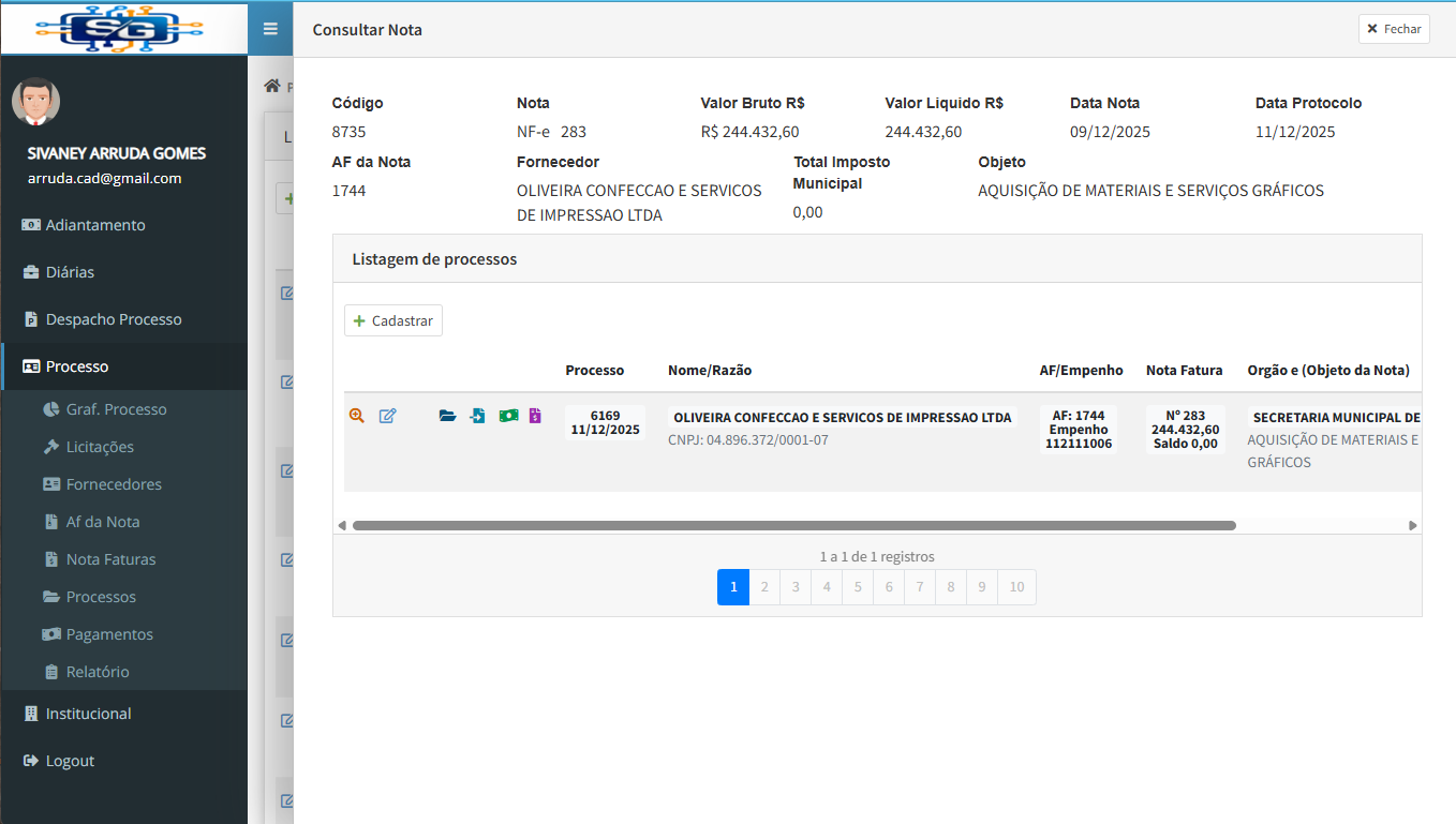 Processos — Processo Lista