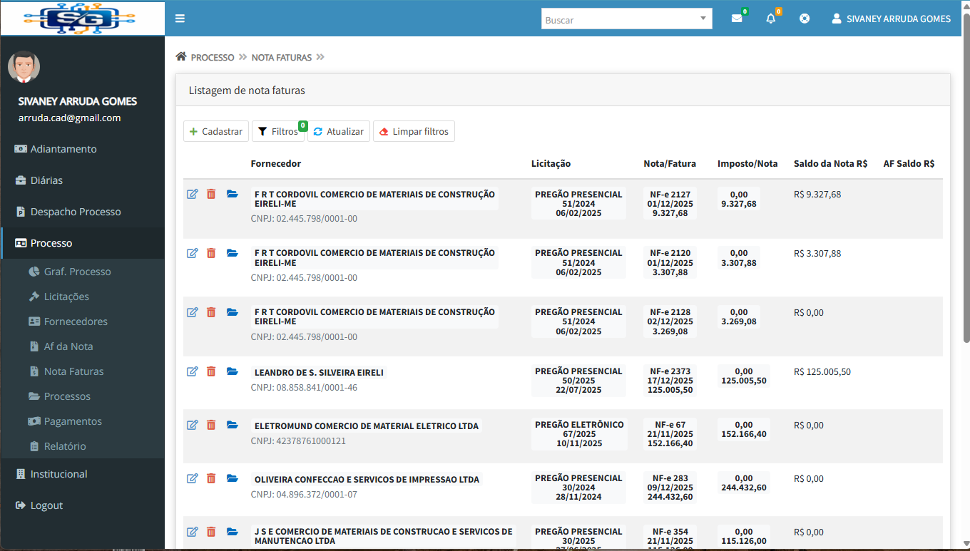 Processos — Processo Nota