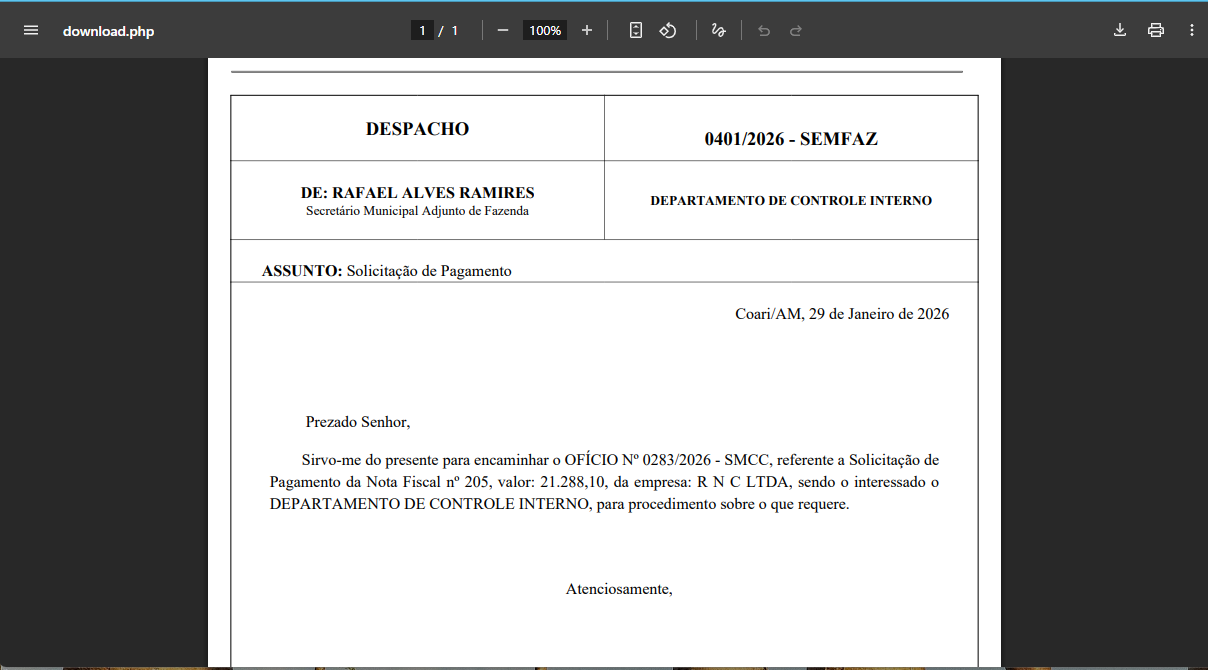 Protocolo — Protocolo Despacho Documento