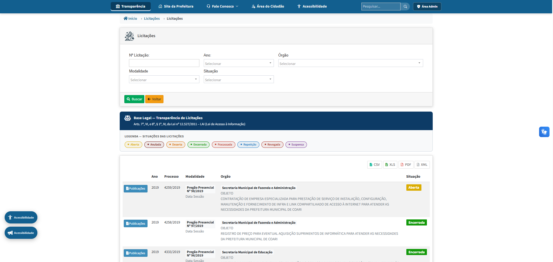 Poder Executivo — Portal Licitacao
