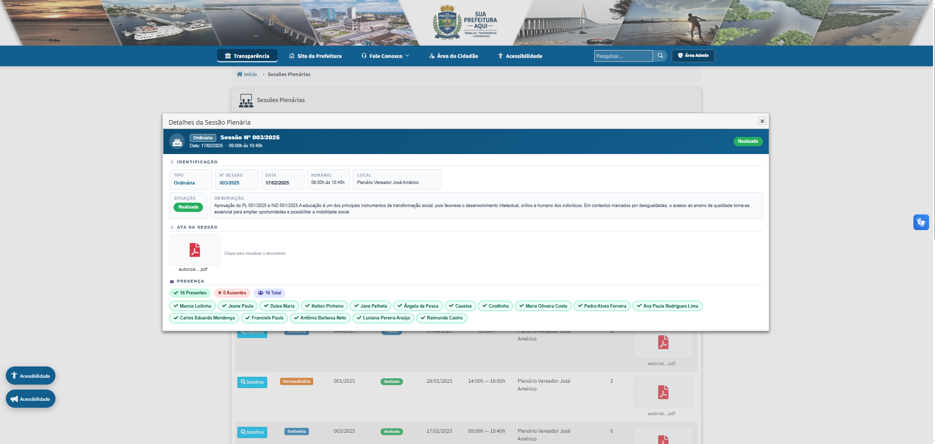Poder Legislativo — Portal Sessao Detalhe