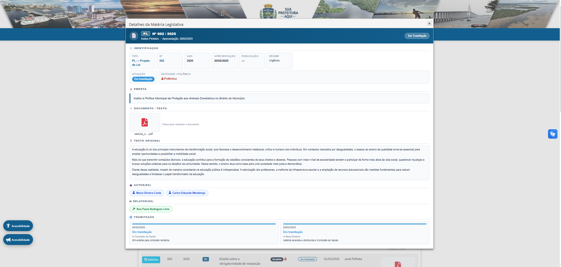 Poder Legislativo — Portal Sessao Materia